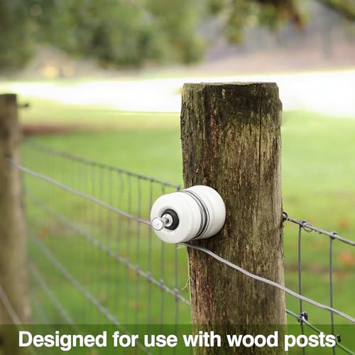 Pangda 25 Pack Multi-Groove Wood Post Ceramic Insulator with Double-Headed Nails and Washers Ceramic Electric Fence Insulator for Wooden Post Electrical Wire Ground Fencing Agricultural Supplies