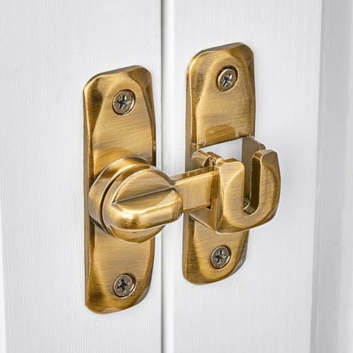2 Packs Brass Barn Door Latches,90/180 Degree Gate Lock_B | Zinc Alloy Right Angle Door Lock Latch,Flip Gate Latches,Sliding Door Latch Lock,for Cabinets,Fence Gates,Pet Cage - color: Brass