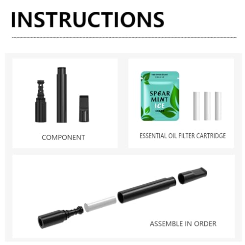 Replace Bad Habit Flavored Air Device with 15pcs Refillable Cores in 5 Flavors, Habit Support Refreshing Device for Stress Relief Sensory Fidget for Adults(Black) - color: Black-5pc