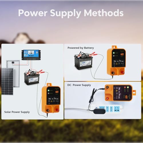 Strongest 2J 12V Pulse Electric Fence Charger - 20km Range Kit for Livestock & Dogs | High Power 3 Models Power SupplyFence Controller Charger for Wildlife Prevention, Farm, Poultry,Garden