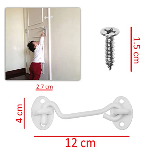 Kare & Kind Hook and Eye Latch (4-inch) - with Mounting Screws - Heavy Duty Locks for Door, Gates, Barns, Bathrooms, Cabins (2-White) - style: 2-White