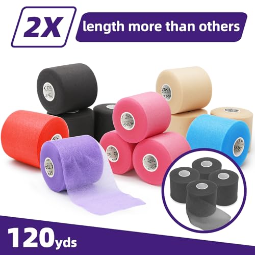 OK TAPE Pre Wrap Tape 4-Rolls 120 Yds Athletic Foam Underwrap for Sports | Soft, Breathable, Skin-friendly and Latex-free, Protect for Ankles Wrists Hands and Knees, 2.75 Inches - Blue - color: Blue, size: 2.75 Inch x 30 Yards