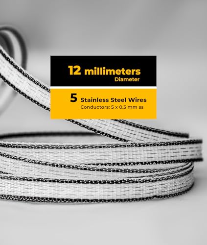 TRAE Electric Fence Polytape 656 Feet (200 Meters) | 5 Stainless Steel Strands for High Conductivity & Rust Resistance | 12mm UV-Resistant Electric Fence Tape for Horses, Livestock & Farm Use