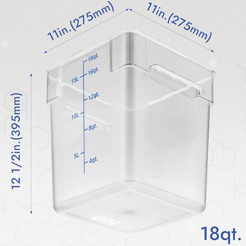 CURTA 8-Pack 18 Qt NSF Clear Polycarbonate Food Storage Containers with Blue Lids - Square, Commercial-Grade, Freezer & Dishwasher Safe, Stackable - color: 18.0 Qt 8-Pack(Blue Lids)