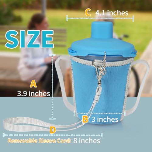 Cup Sleeve with Silicone Lid Cover Set to Protect Dysphagia Regulating Drinking Cup for Swallowing and Disorders People-Sky Blue（Excluding Cup） - color: Blue-Cup Sleeve+Silicone Lid Cover Set
