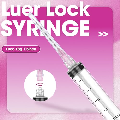 10mL/cc Disposable Luer Lock Syringe 18G 1.5 inch for Lab Use, Individually Wrapped, Pack of 50 - style: 10ml-18G-1.5" (luer lock)