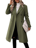 Danedvi Womens Long Double Breasted Coats Lapel Collar Pea Coat Winter Slim Fit Jackets Trench Coat Outwear - color: Army Green, size: XX-Large
