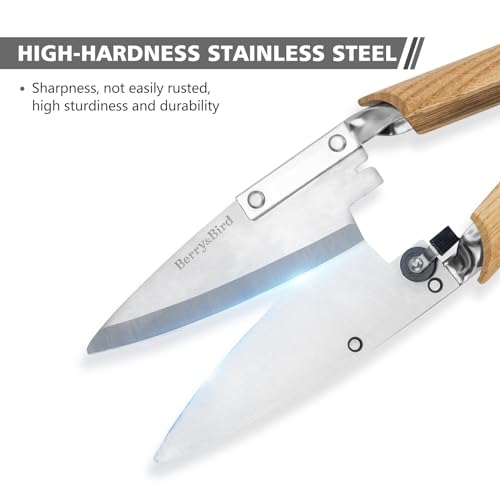Berry&Bird Hand Shears, Single Bow Straight for Wool Sheep Shear for Alpaca, Pet, and Horse Shearing, Stainless Steel Large Grass Scissors for Cutting, Gardening, Pruning, and Trimming - 11.8'' Long