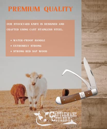 ABKT Stockyard Farriers Knife - Red Sap Wood - Includes a Hoof Pick - Convenient & Resilient