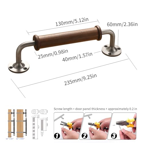 1 Pack Antique Nickel Comfy Door Pull Handle Wood Handle for Fence Gate Barn Door Closet Sliding Door Sheds Indoor Handrail - color: Antique Nickel