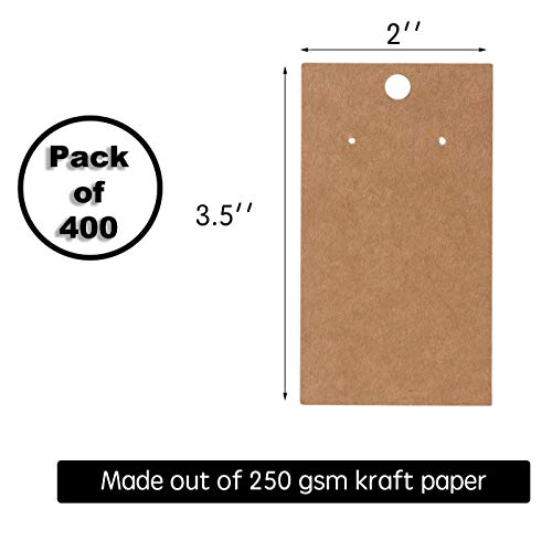 400 Pack Earring Cards - Earring Display Cards - Hanging Earrings - Bulk Cards - 2 x 3.5 Inches - Brown (Pack of 400) - color: 400 PACK