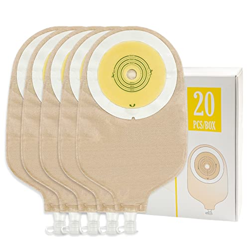 Ceeport 20 PCS Urostomy Bags with Measure Card, One Piece, Cut-to-Fit | Drainable Pouches, Ostomy Supplies for Colostomy, Ileostomy, Stoma Care