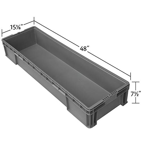 Buckhorn SW4815080201000 Plastic Straight Wall Storage Container Tote, (48-Inch x 15-Inch x 7-1/2-Inch), Light Gray - size: 48" x 15" x 7.5"