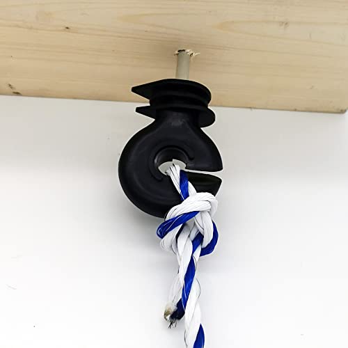 60 Pcs Electric Fence Insulator Screw-in Ring Post Wood with Tool | 1 Pcs Free Insulator Socket Tool, Black