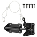 Heavy Duty Automatic Gate Latch for Wooden Fence with Cable Pull, 7-1/2" Self-Locking Gravity Lever Door Security Latches Hardware for Metal Gates, Vinyl Fence, Outdoor Garden, Pool, Black