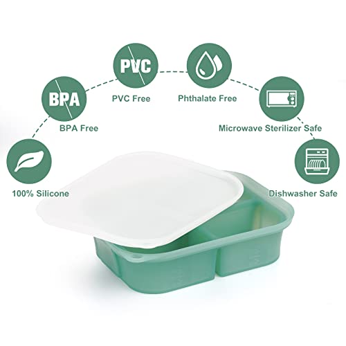haakaa Silicone Baby Food Tray - Breastmilk Homemade Baby Food Mold - Baby Fresh Food Freezer Tray - Ice Cube Tray - - 4m+ Baby Toddler Kid - Pea Green - color: Pea Green, size: Medium