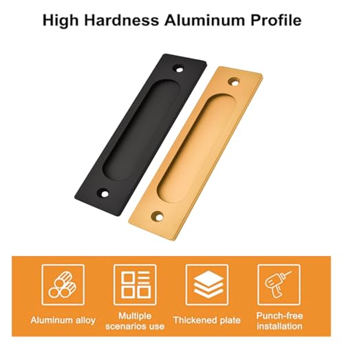 MOROBOR Rectangular Recessed Sliding Door Pulls, 2pcs Matte Black Flush Pull Aluminum Alloy Closet Doors Finger Pulls with Screws for Sliding Barn Door - color: Matte Black