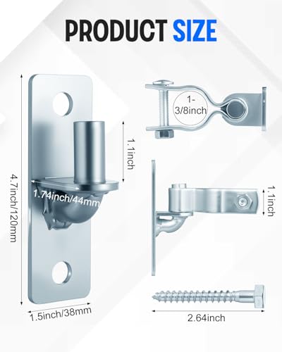 2 Pair Heavy Duty Gate Hinges 1-3/8'' Gate Hinge, Screws Included | Wall Mount Gate Hinge, Metal Chain Link Fence Outdoor Hinge - size: 2 Pair-1-3/8''