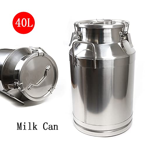 Stainless Steel Milk Can - 40L Wine Pail with Sealed Lid, Ideal for Milk and Wine Storage - size: 40L