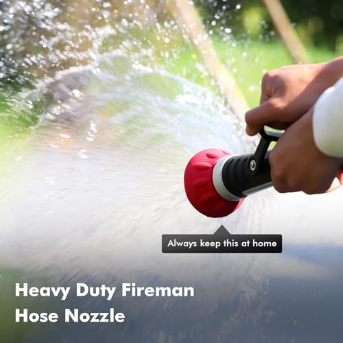 RESTMO Fireman Style Hose Nozzle Heavy duty, Hose Spray Nozzle for Outdoor | Large Lever Handle, High Pressure Twist Garden Nozzle with 3 Spray Patterns for Watering Lawn and Garden, Washing Car - color: M-Red