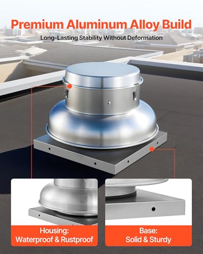 VEVOR Roof Exhaust Fan, 900CFM & 1500CFM Adjustable Speed Control Attic Vent Fan with High-Power Motor, 21inch Fan Base Heavy-Duty Aluminum Alloy, Compact for Garage,Kitchen,Bathroom,Silver | Compact Cooling & Ventilation for Garage, Kitchen, Bathroom, Hi