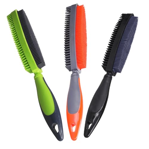 Premium Rubber Pet Hair Brush - Removes Hair from Couches & Pets' Coats Set - color: black，orange，green