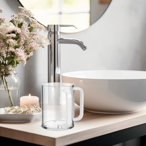 MAQUITA Judaica Hand Washing Cup with Dual Handles, 5" Acrylic Wash Cup for Jewish Ritual (White) - color: White