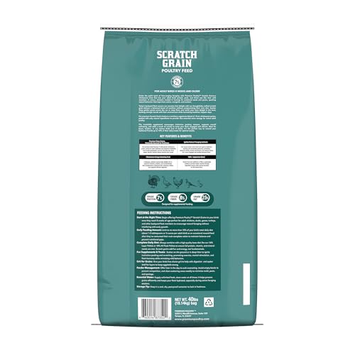 Chicken Scratch Grain for Chickens, Ducks & Turkeys, Natural 3-Grain Scratch Feed Treat, Made in USA, Foraging & Energy Support, 80 lbs - size: 80lb (Pack of 1), style: Scratch Grain