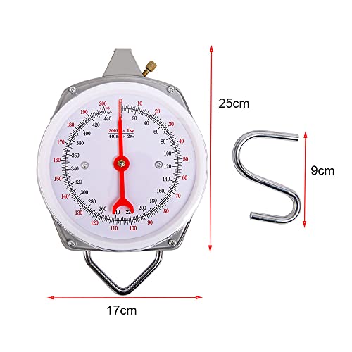 Spring Hanging Dial Scale,440lbs Industrial Hanging Scale,Spring Mechanical Hanging Scale for Kitchen Fishing,Mechanical Luggage Scale