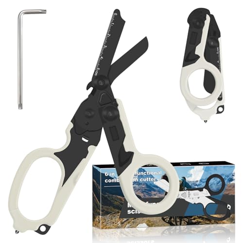6-in-1 Heavy-Duty Emergency trauma shears (Black White) - color: Black White