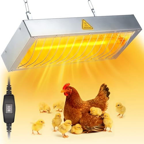 600W Heat Lamp for Chickens, Large Chicken Coop Heater, Adjustable Temp and Height, No Assembly Brooder Heater for Chicks Pets Livestock, 1 Pack - color: Heat lamp 600W - 1 Pack