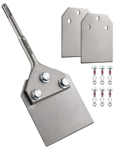 Firecore 4 Inch Wide SDS Plus Floor Scraper with 2pcs Replacement Blades | 4" x 10" Tile Removal Chisel for SDS Plus Rotary Hammer Drill, Alloy Steel Shovel Bit for Ceramic Cement Thinset Mortar Vinyl - style: Floor Scraper with 2 Blades