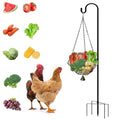 Hanging Chicken Feeder,Chicken Toys for Coop, Foldable Poultry Vegetable Fruits Feeder Basket with Shepherd's Hook, Veggie Treat Ball Boredom Toys for Chicken Coop