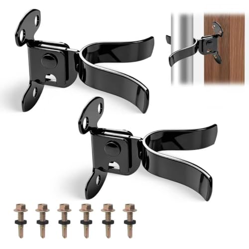 2 Pcs 1-3/8" Flat Back Wall Mount Chain Link Gate Latch, Gate Latches for Metal Gates, Suitable for Wooden Door Frames or Walls, Black ﻿ - color: 2 Pcs Black