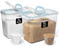 Shazo 2 PC (11L | 372 oz) Flour Sugar Storage Containers with Spout Lid & Easy Carry Handle - BPA Free Extra Large Airtight Food Storage Containers with Lids - Rice Canisters Sets for Kitchen & Pantry - color: Blue