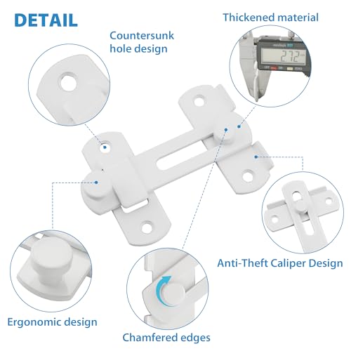Alise 2pcs 4 Inch White SUS304 Stainless Steel Gate Latches for Barn Door | Heavy Duty Gate Hardware ,Security Flip Latch,Anti-theft Latch,Safety Door Lock for Barn Wood Fence Sliding French Doors - color: White, size: 4 inch-2p