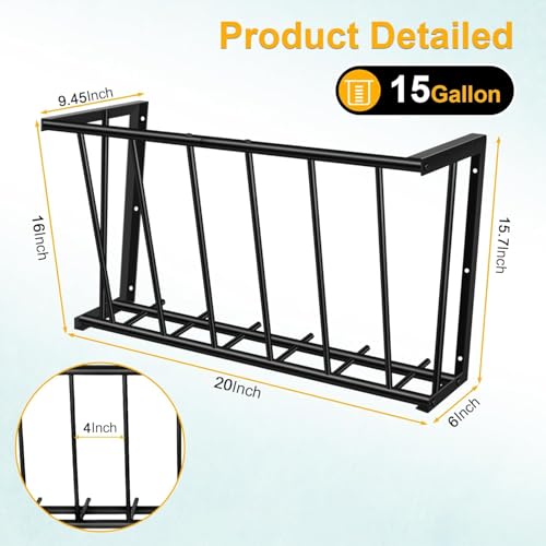 20'' Metal Wall Mount Hay Feeder, 15 Gallon Livestock Feeder | for Goats Horses Cattle, Indoor/Outdoor Hay Rack Blanket Holder