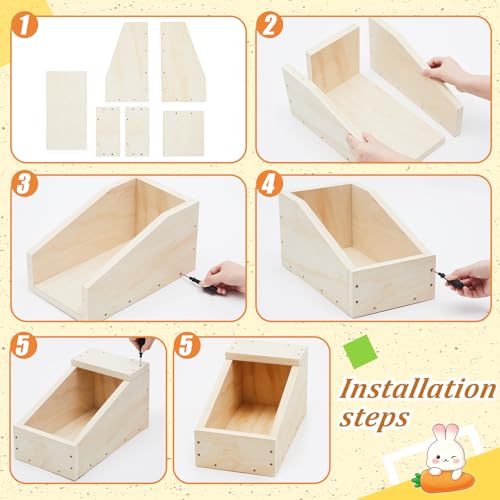 Maxcheck 1 Pack Wood Rabbit Nesting Box, 14x8x8 Inch Wooden Hutch Hideout for Breeding, Natural Burrow Den Alternative for Rabbits & Small Animals - size: 14x8x8 Inch