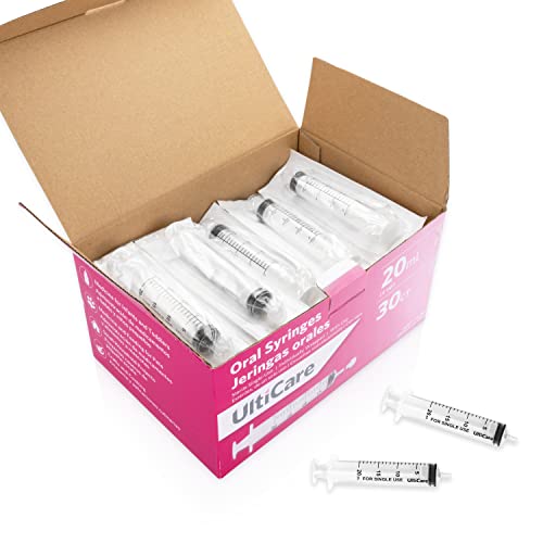 UltiCare 20mL (4 TSP) Oral Syringe – Uses Include Oral Administration of Medicine for Infants. Oral Tip with Cap, Sterile Individually Wrapped, 30 Count | Oral Medication Delivery and Feeding | Ideal for Infants, Toddlers and Pets | Sterile, Individually