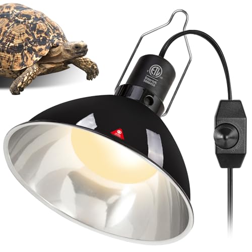 REPTI ZOO Upgrade Reptile Light Fixture with Dimming,8.5 inch Deep Dome Lamp Fixture for Reptile Tank Terrarium, Reptile Heat Lamp Fixture for UVB UVA Bulb Basking Heat Bulb