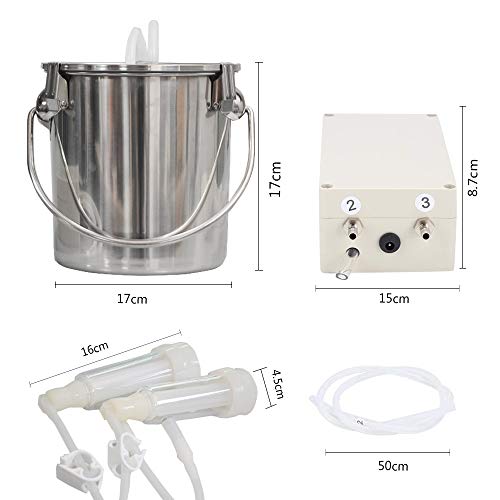 3L Goat Milking Machine,Pulsation Vacuum Electric Milker(Plug-in) | Stable Suction with Stainless bucket