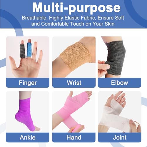 24 Pack White Self Adhesive Bandage, 2” x 5 Yards Medical Wrap, Cohesive Bandage Wrap, White Tape Baseball, Self Stick Bandage Tpae, First Aid Gauze for Ankle, Leg, Arm - color: White, size: 2 Inch