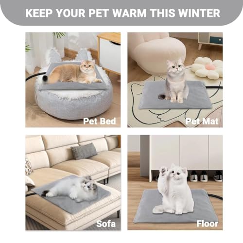 Pet Heating Pad for Cats Dogs with Temp Adjustable & Auto Power-Off | heated cat bed cat house bed cat warming pad indoor outdoor - size: 16" x 20"