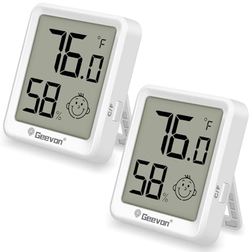 Geevon 2 Pack Mini Digital Hygrometer Gauge Indoor Thermometer – LCD Monitor Temperature with Comfort Index,Outdoor Humidity Meter for Home House Office Garden and Cellar - size: 2 pack, style: Modern