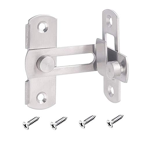 Stainless Steel 90 Degree Flip Door Sliding Latch - Safety Barn Door Lock, Right Angle Curved, Prevents Corrosion, Silver