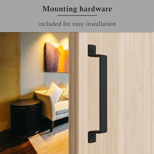 12" Barn Door Handle for Gate, Kitchen, Sheds, Garage - Pull Handle for Sliding Barn Door - Grab Handle - Barn Door Hardware - Black