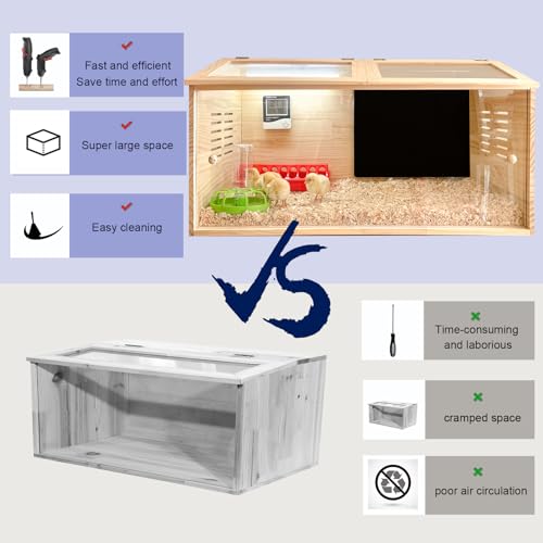 Brooder Box for Chicks,Quail cage,Baby Chicken Supplies,Includes Chicken coop Heater/Quick Installation Tool/Feeding Trough/Water Dispenser, etc,Suitable for Chicks/Duck/Parrot (32" x 16" x 16")