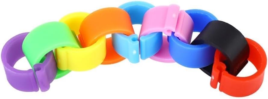50 Pcs Poultry Leg Bands - Multi-Color Clip-On Rings for Bird Identification | 8mm Diameter Foot Bands for Ducks, Chicks, Pigeons, and Parrots