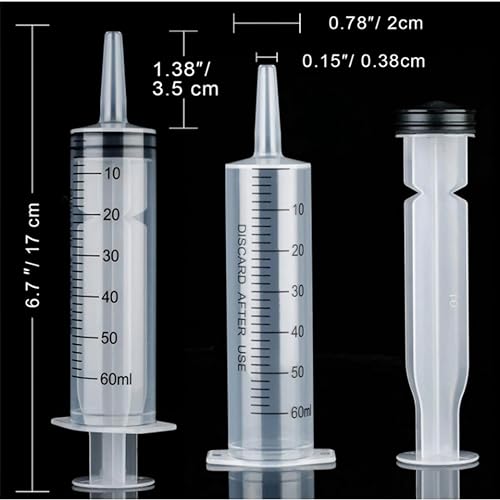 4 Pack 60ml Syringe for Liquid Without Needle,Syringe with Cap,Individually Wrapped,Measurement for Scientific Labs,Measuring Liquids,Pet Feeding,Oil or Glue Applicator (A 4 Pack 60ml) Straight Mouth - size: A 4 Pack 60ml