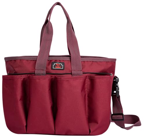 BARN & STABLE 600Denier 3000mm/3000mvp Super Waterproof, Breathable Horse Grooming Tote with 7 Pockets, Tear-resistant Tack Storage, Carry Bag Caddy for Horse, Cow, Donkey, Goats, Dog - color: Ancora red